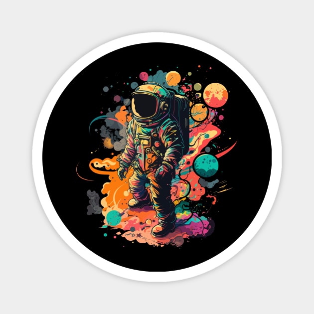 Astronaut in Space Colorful Vibrant Psychedelic Magnet by K3rst